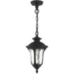 7849-14 1 Light Textured Black Outdoor Pendant Lantern-Lighting LumensLantern