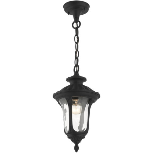 7849-14 1 Light Textured Black Outdoor Pendant Lantern-Lighting LumensLantern