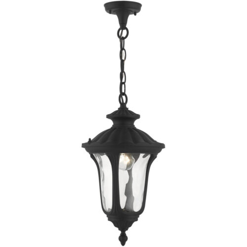 7854-14 1 Light Textured Black Outdoor Pendant Lantern-Lighting LumensLantern