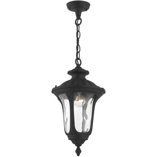 7854-14 1 Light Textured Black Outdoor Pendant Lantern-Lighting LumensLantern