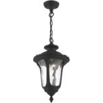 7854-14 1 Light Textured Black Outdoor Pendant Lantern-Lighting LumensLantern