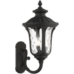 7856-14 3 Light Textured Black Outdoor Wall Lantern-Lighting LumensLantern