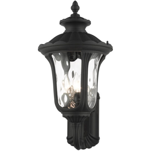 7856-14 3 Light Textured Black Outdoor Wall Lantern-Lighting LumensLantern