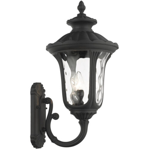 7856-14 3 Light Textured Black Outdoor Wall Lantern-Lighting LumensLantern