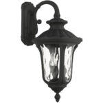 7857-14 3 Light Textured Black Outdoor Wall Lantern-Lighting LumensLantern