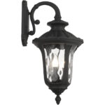 7857-14 3 Light Textured Black Outdoor Wall Lantern-Lighting LumensLantern