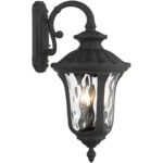 7857-14 3 Light Textured Black Outdoor Wall Lantern-Lighting LumensLantern