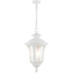 7858-13 3 Light Textured White Outdoor Pendant Lantern-Lighting LumensLantern