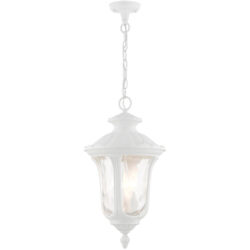 7858-13 3 Light Textured White Outdoor Pendant Lantern-Lighting LumensLantern