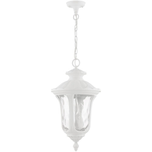 7858-13 3 Light Textured White Outdoor Pendant Lantern-Lighting LumensLantern