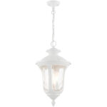 7858-13 3 Light Textured White Outdoor Pendant Lantern-Lighting LumensLantern