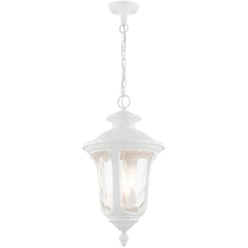 7858-13 3 Light Textured White Outdoor Pendant Lantern-Lighting LumensLantern