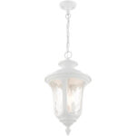 7858-13 3 Light Textured White Outdoor Pendant Lantern-Lighting LumensLantern