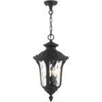 7858-14 3 Light Textured Black Outdoor Pendant Lantern-Lighting LumensLantern