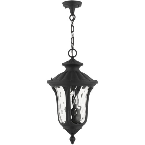 7858-14 3 Light Textured Black Outdoor Pendant Lantern-Lighting LumensLantern