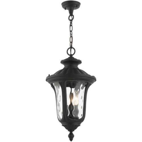 7858-14 3 Light Textured Black Outdoor Pendant Lantern-Lighting LumensLantern