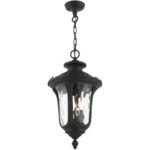 7858-14 3 Light Textured Black Outdoor Pendant Lantern-Lighting LumensLantern