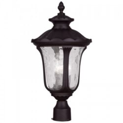 3 Light Bronze Outdoor Post Lantern Pendant Lighting Fixture with Clear Water Glass Shade-Lighting LumensLantern