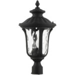 7859-14 3 Light Textured Black Outdoor Post Top Lantern-Lighting LumensLantern