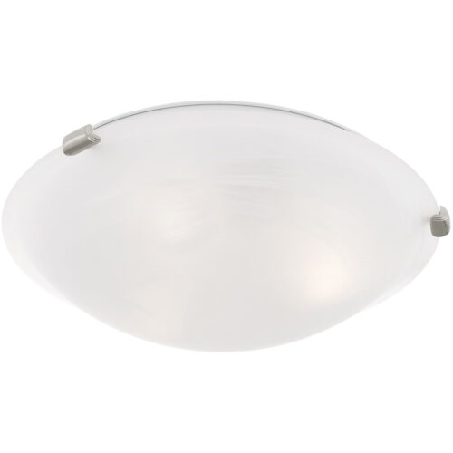 3 Light Brushed Nickel Ceiling Light fixture with White Alabaster Glass Shade-Lighting LumensFlush Mount Ceiling Lights