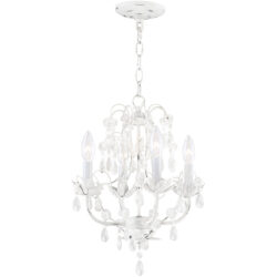 4 Light Antique White Chandelier with Steel base material-Lighting LumensChandeliers