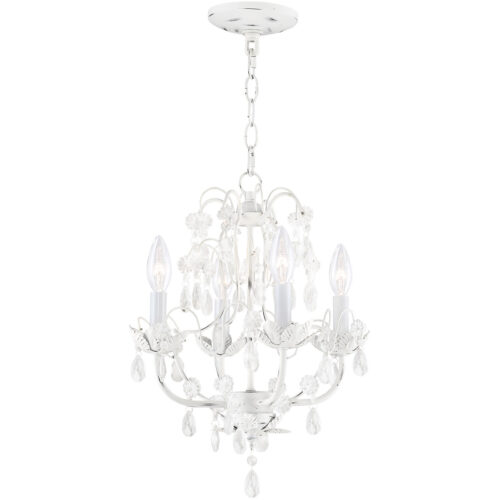 4 Light Antique White Chandelier with Steel base material-Lighting LumensChandeliers