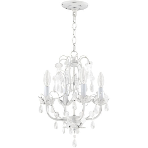 4 Light Antique White Chandelier with Steel base material-Lighting LumensChandeliers