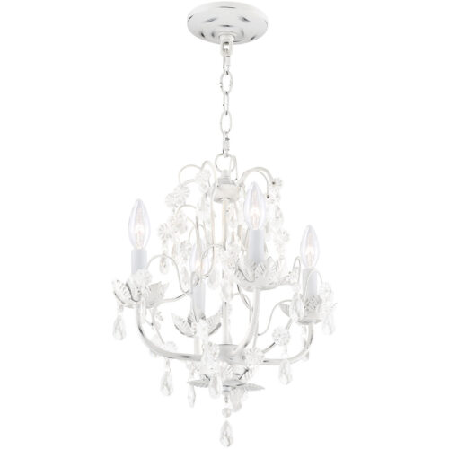 4 Light Antique White Chandelier with Steel base material-Lighting LumensChandeliers