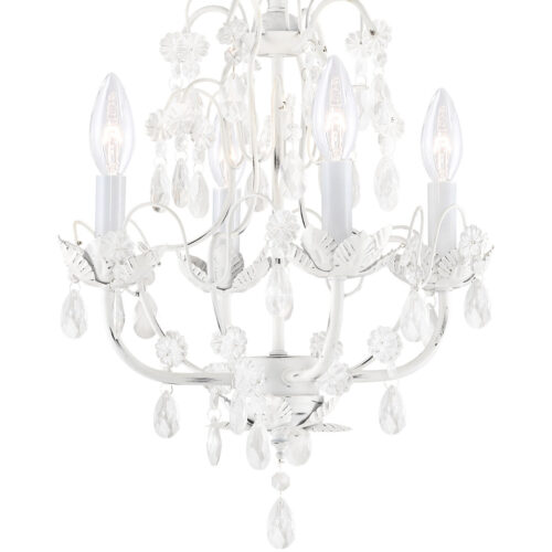 4 Light Antique White Chandelier with Steel base material-Lighting LumensChandeliers