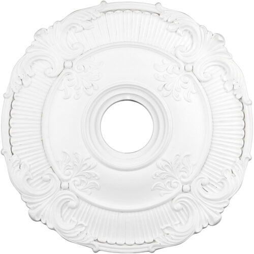 White Ceiling Medallion with Polyurethane Foam base with 22 Dia-Lighting LumensMedallion