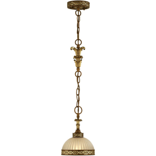 1 Light Palacial Bronze with Gilded Accents Mini Pendant with Hand Crafted Gold Dusted Art Glass Shade-Lighting LumensPendant Lights