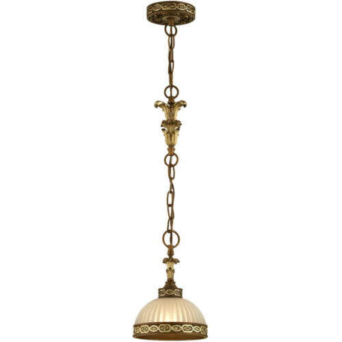 1 Light Palacial Bronze with Gilded Accents Mini Pendant with Hand Crafted Gold Dusted Art Glass Shade-Lighting LumensPendant Lights