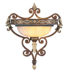 16 inch 1 Light Palacial Bronze with Gilded Accents Wall Sconce with Hand Crafted Gold Dusted Art Glass Shade-Lighting LumensWall Sconces