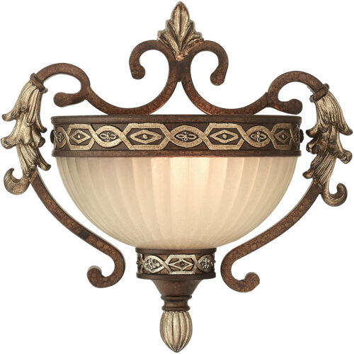 10.25 inch 1 Light Palacial Bronze with Gilded Accents Wall Sconce with Hand Crafted Gold Dusted Art Glass Shade-Lighting LumensWall Sconces