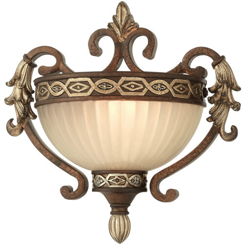 10.25 inch 1 Light Palacial Bronze with Gilded Accents Wall Sconce with Hand Crafted Gold Dusted Art Glass Shade-Lighting LumensWall Sconces