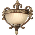 10.25 inch 1 Light Palacial Bronze with Gilded Accents Wall Sconce with Hand Crafted Gold Dusted Art Glass Shade-Lighting LumensWall Sconces