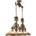 13 inch 3 Light Palacial Bronze with Gilded Accents Island with Hand Crafted Gold Dusted Art Glass Shade-Lighting LumensChandeliers