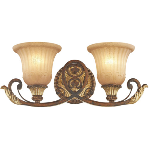 18.5 inch 2 Light Verona Bronze Bathroom vanity light fixture with Rustic Art Glass Shade-Lighting LumensBath/Vanity