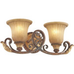 18.5 inch 2 Light Verona Bronze Bathroom vanity light fixture with Rustic Art Glass Shade-Lighting LumensBath/Vanity