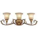 30 inch 3 Light Verona Bronze Bathroom vanity light fixture with Rustic Art Glass Shade-Lighting LumensBath/Vanity