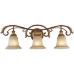 30 inch 3 Light Verona Bronze Bathroom vanity light fixture with Rustic Art Glass Shade-Lighting LumensBath/Vanity