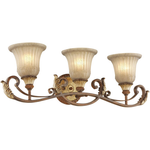 30 inch 3 Light Verona Bronze Bathroom vanity light fixture with Rustic Art Glass Shade-Lighting LumensBath/Vanity