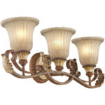 30 inch 3 Light Verona Bronze Bathroom vanity light fixture with Rustic Art Glass Shade-Lighting LumensBath/Vanity