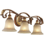 30 inch 3 Light Verona Bronze Bathroom vanity light fixture with Rustic Art Glass Shade-Lighting LumensBath/Vanity