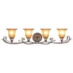 39.5 inch 4 Light Verona Bronze Bathroom vanity light fixture with Rustic Art Glass Shade-Lighting LumensBath/Vanity