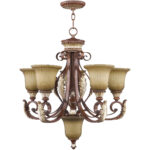 6 Light Verona Bronze Chandelier with Rustic Art Glass Shade-Lighting LumensChandeliers