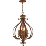 4 Light Verona Bronze Foyer with Resin/Steel base material-Lighting LumensChandeliers