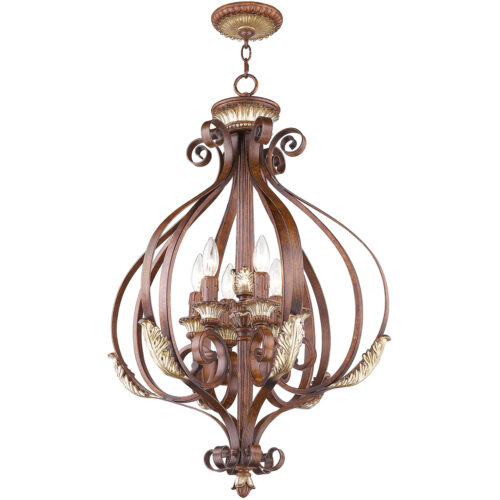 6 Light Verona Bronze Foyer with Resin/Steel base material-Lighting LumensChandeliers