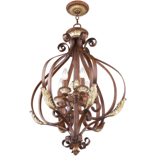 6 Light Verona Bronze Foyer with Resin/Steel base material-Lighting LumensChandeliers