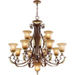 13 Light Verona Bronze Chandelier with Rustic Art Glass Shade-Lighting LumensChandeliers